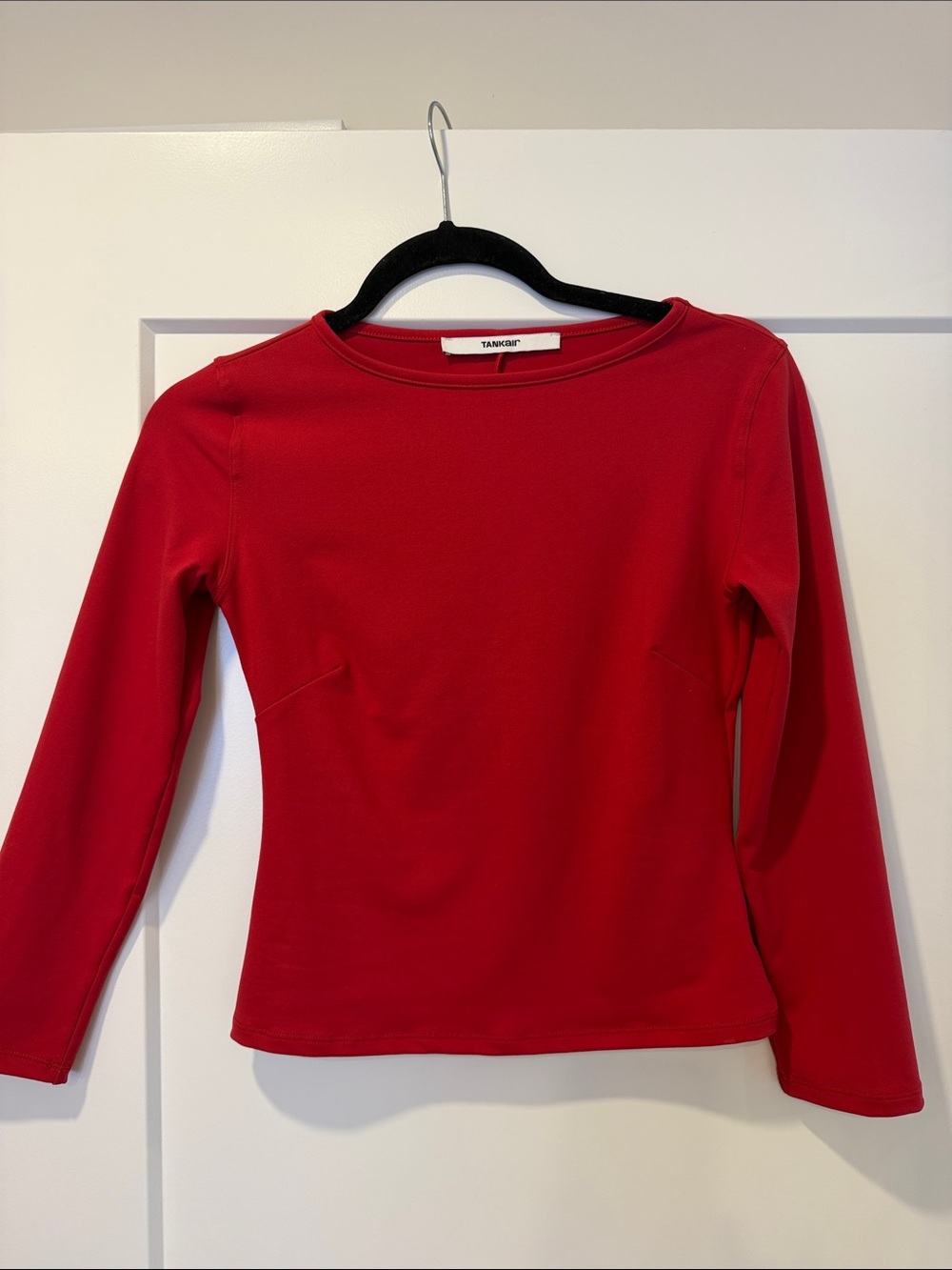 Red 3/4 Long-Sleeve Crewneck Top